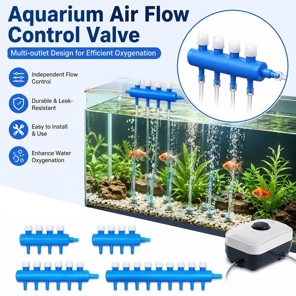 Multi Outlet Air Flow Control Valve Adjustable Aquarium Air Splitter Aquarium Aeration