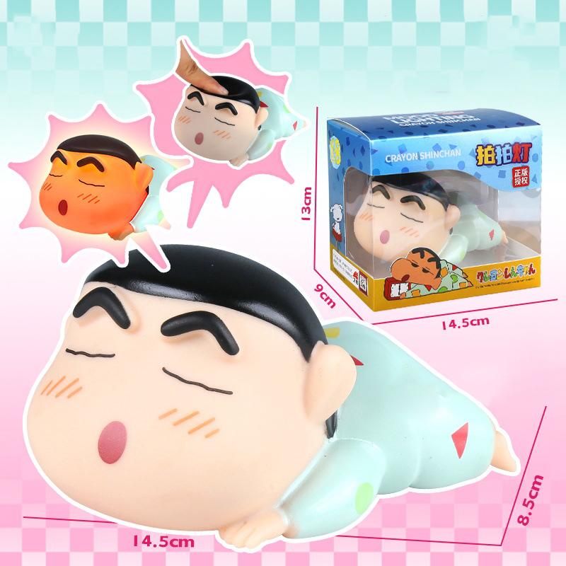 1 Piece  Crayon Shin-Chan Pat On The Head Lamp Toy With Light Ornament Anime Figure Model Small Night Light Toys