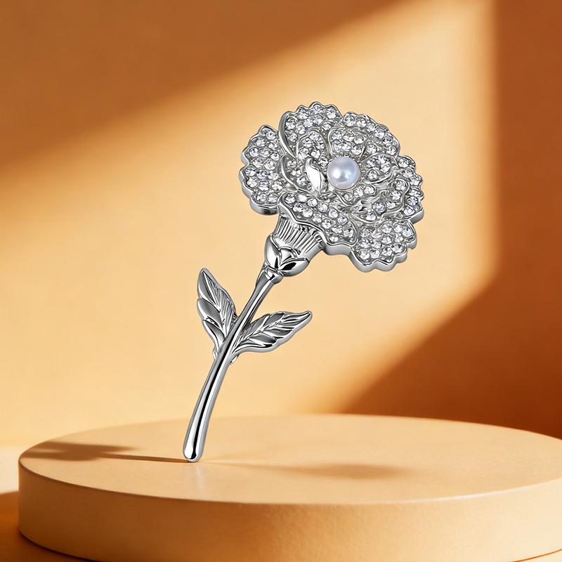 Creative Carnation Brooch Luxury With Pearls Metal Corsage Ornament Decorative Lapel Pin Gift Giving 1/2Pcs