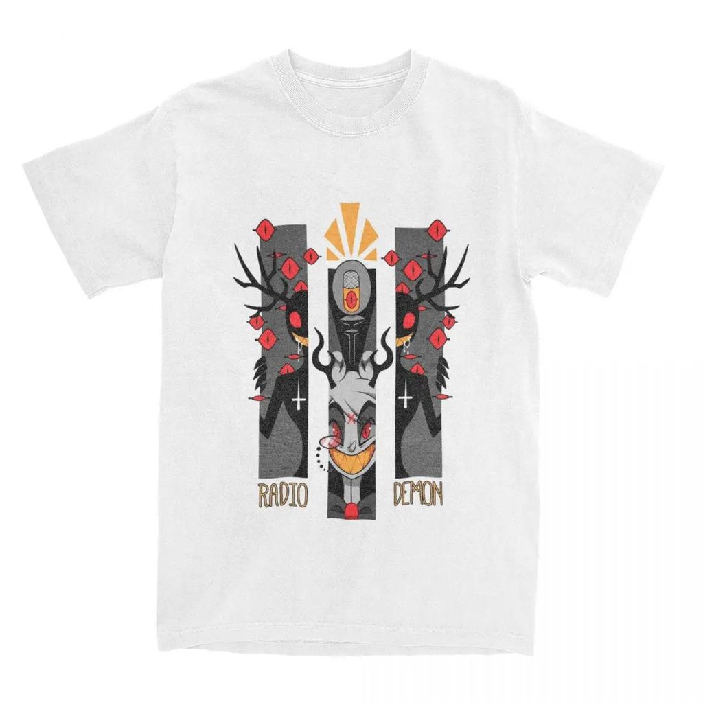 Evil Inside Hazbins Hotels Alastor T Shirts for Men Cotton Vintage T-Shirts Round Neck Tee Shirt Short Sleeve Clothes Plus Size