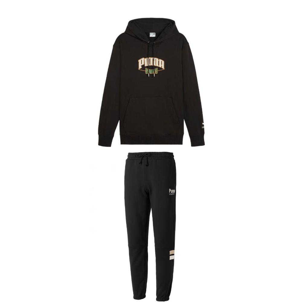 

Puma Hooded Pullover Long Sleeve Sports Outdoor Cuffed Pants Sweatshirt Set Men Sweatshirt Set 626179-01+626142-01 M