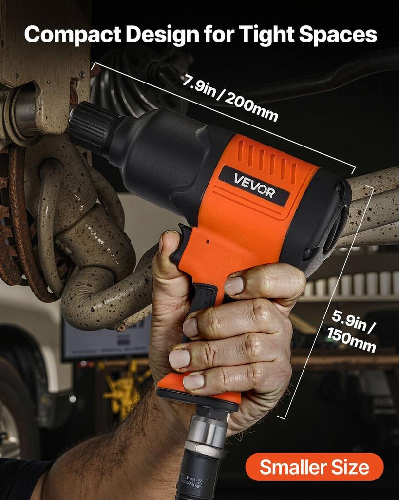 Air Impact Wrench, 1/2" Drive Pneumatic Impact Wrench Up To 1490N.m Reverse Torque, 7500RPM 4-Speed Adjustable & Lightweight Pneumatic Gun for Auto