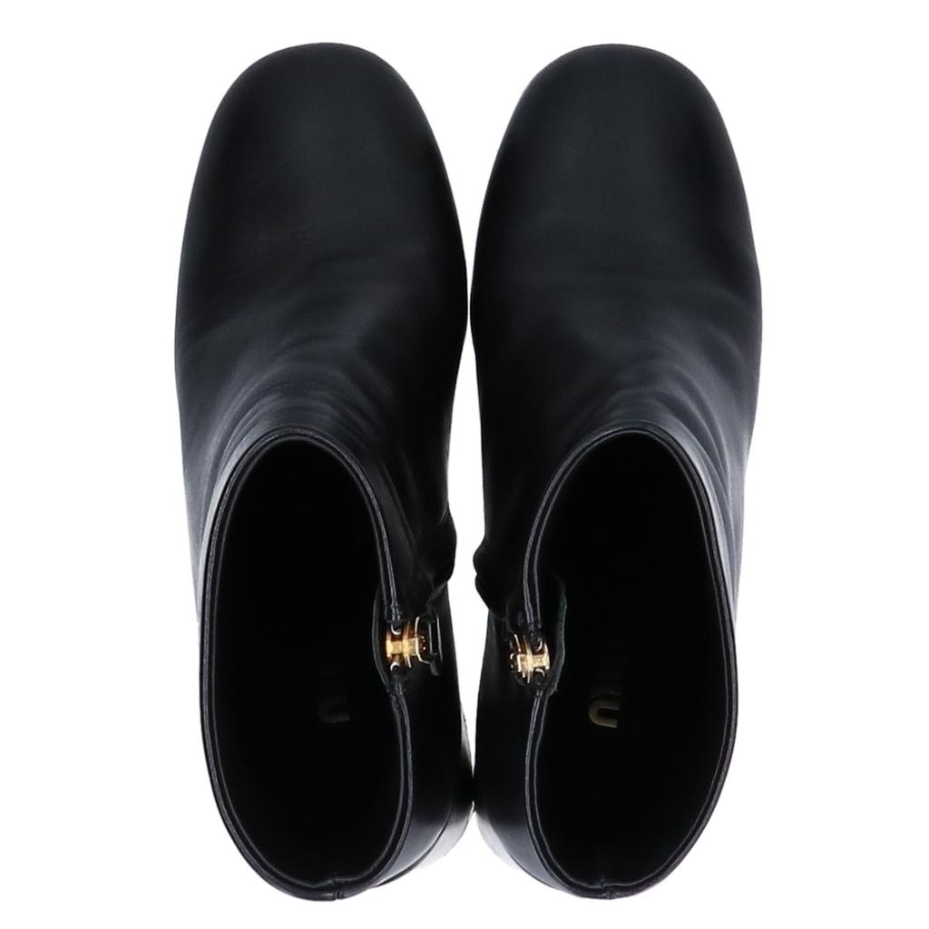 MIUMIU 5T024E Skórzane Botki na Kostkę z Bocznym Zamkiem buty 35 czarnyUżywane