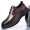 Fashion Brand Men's Round Headed Breathable Lace Up Leather Shoes Autumn New Top Layer Cowhide Comfortable Formal Leather Shoes