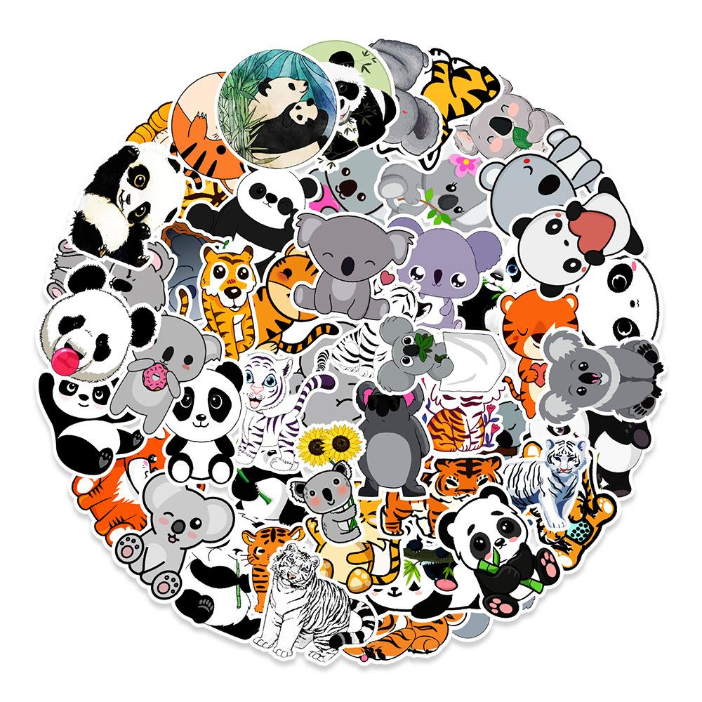 50 Photos of Panda Tiger Graffiti Stickers Skateboard Mobile Phone Kettle Hand Tent Creative Stickers Cute Pet