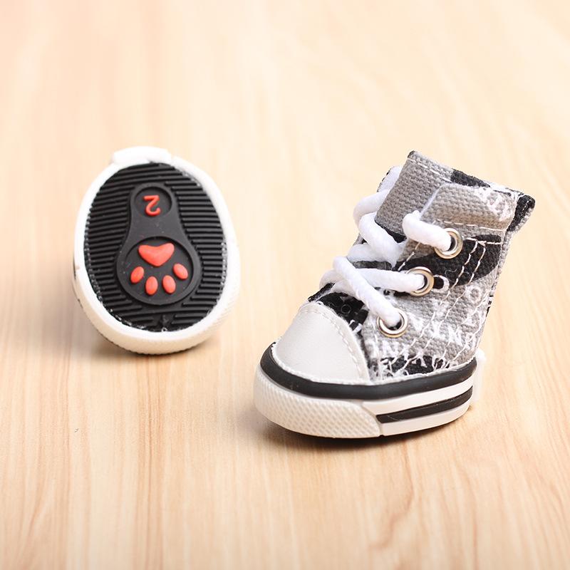 4 st/set Pet Dog Dog Shoes Four Seasons Sports Canvas Ball Skor Teddy Bichon Varm mjuk botten Små hundar