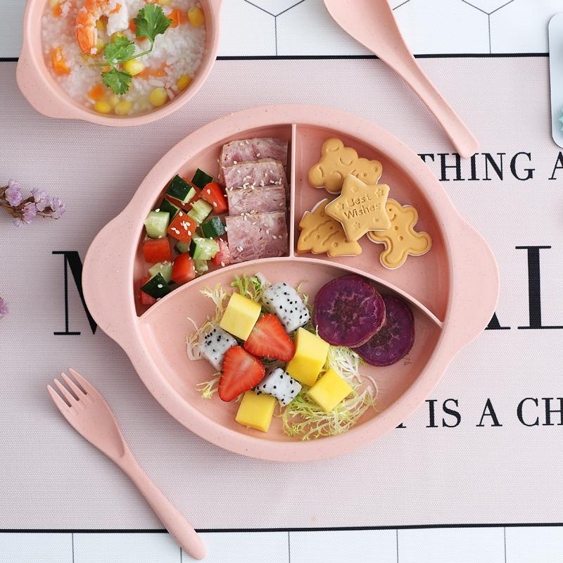 Wheat Straw Children Dividing Plate Household Solid Simple Plastic Students Dining Tableware Fashion Nordic New Thicken Dish