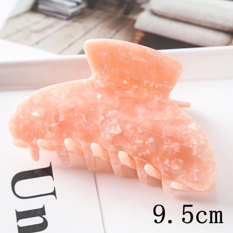 European & American Women’s Black & White Checkered Hair Clip - Large Acetate Acrylic Claw for Bun Hairstyles