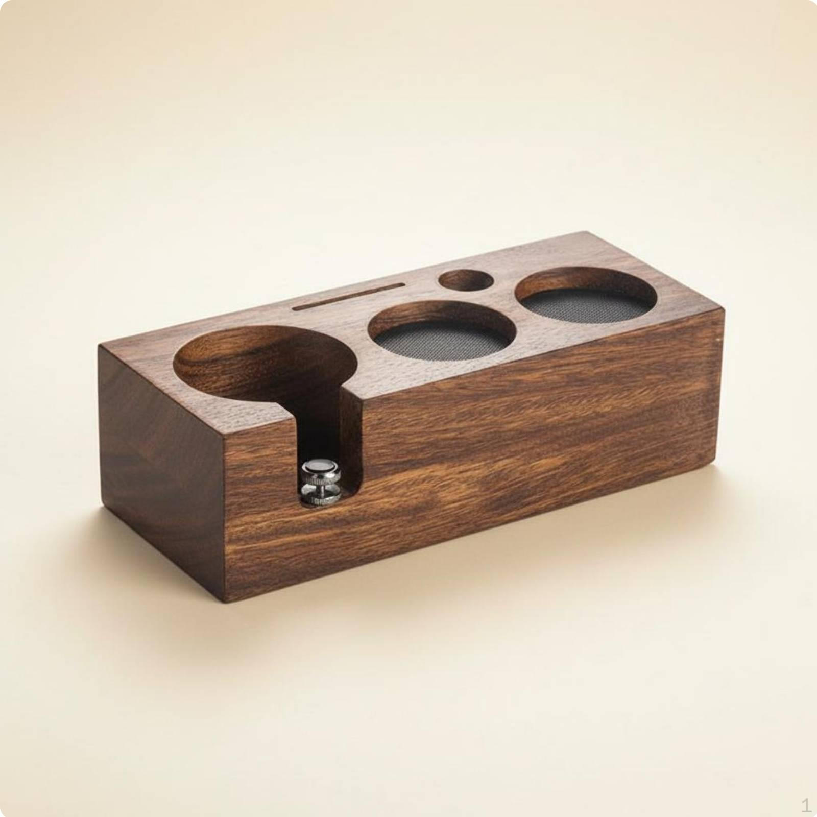Espresso Pressing Station Walnut Wood Coffee