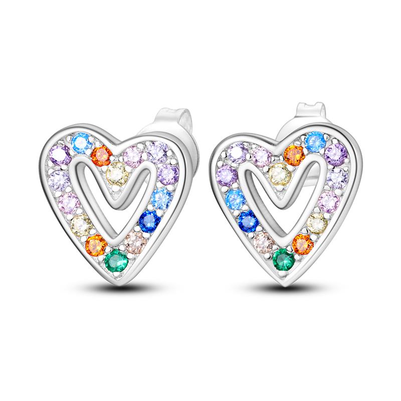 Cute Unicorn Stud Earrings Silver Plated for Little Girl Crystal Cat Mouse Elephant Heart Star Earring Gift Jewelry