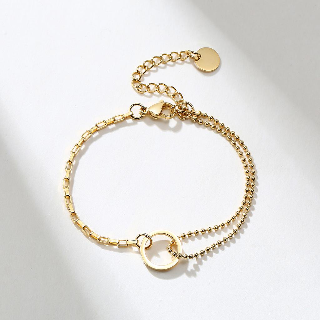 Dainty Link Chain Bracelets for Women Stainless Steel Stacked Bracelet Round Ring Bead Chain Bracelet Jewelry Christmas Gift
