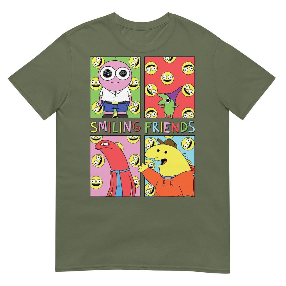 Smiling Friends Pop Art Character Grid Funny Cartoon Tshirt