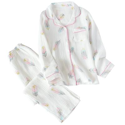 Saeda Baumwolle Locker Langarm und Bewegungsfreundlich Loungewear Set für und Winter Alphabet Damen 100% Pyjama, Offene Vorderseite, Hautfreundlich, Doppellagig