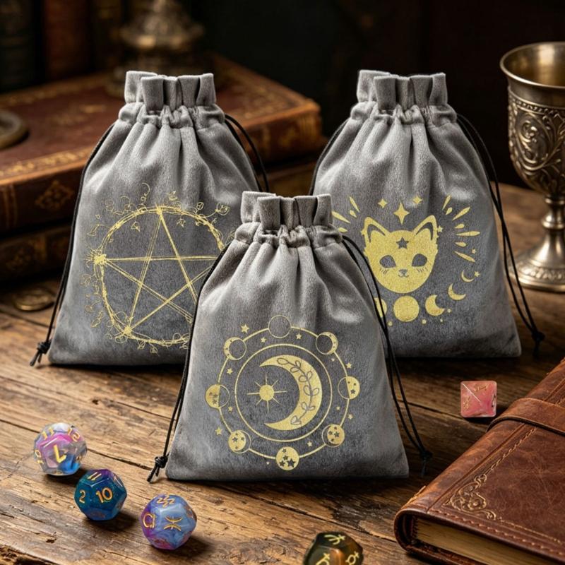 Divinations Tarots Card Dices Bag Small Wedding Bag Table Oracles Cards Game Bag Jewelry Storage Drawstring Tarots Bag
