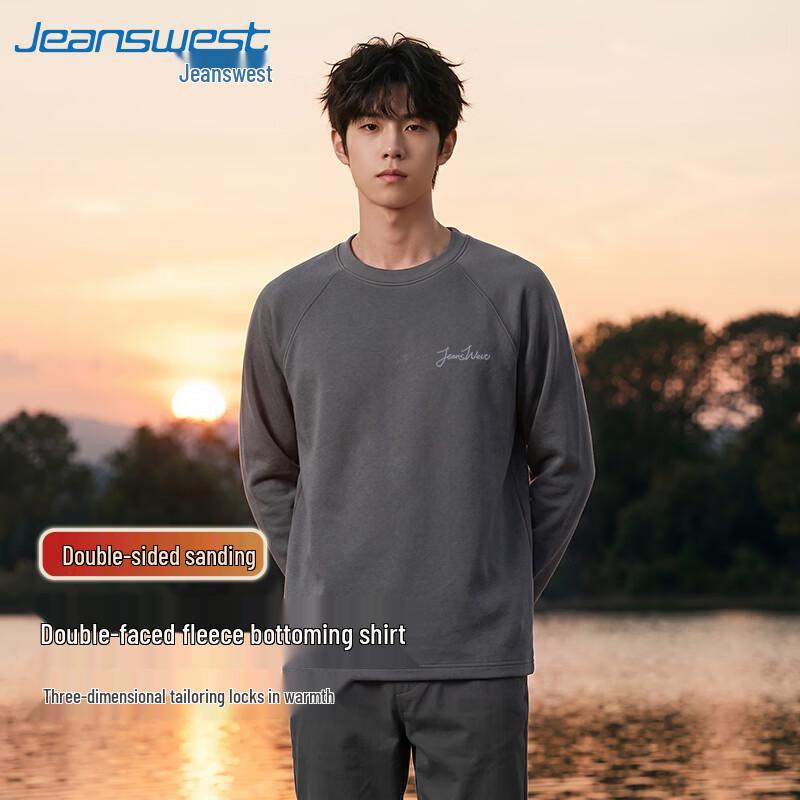 Jeanswest Men's 2026 Autumn/Winter Double-sided Fleece Long Sleeve T-shirt
