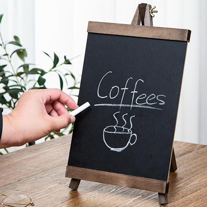 Vintage Small Blackboard Bar Counter Message Board Desktop Decoration Wooden Blackboard Stall Hand-Painted Sign Message Board