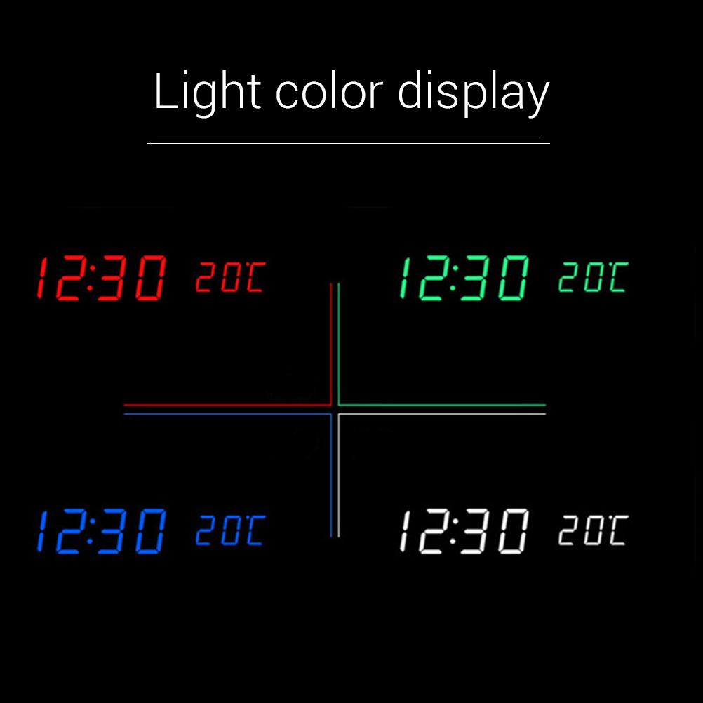 Digital Clock Wooden Electronic LED Time Display Temperature and Humidity Detect Clock for Bedroom
