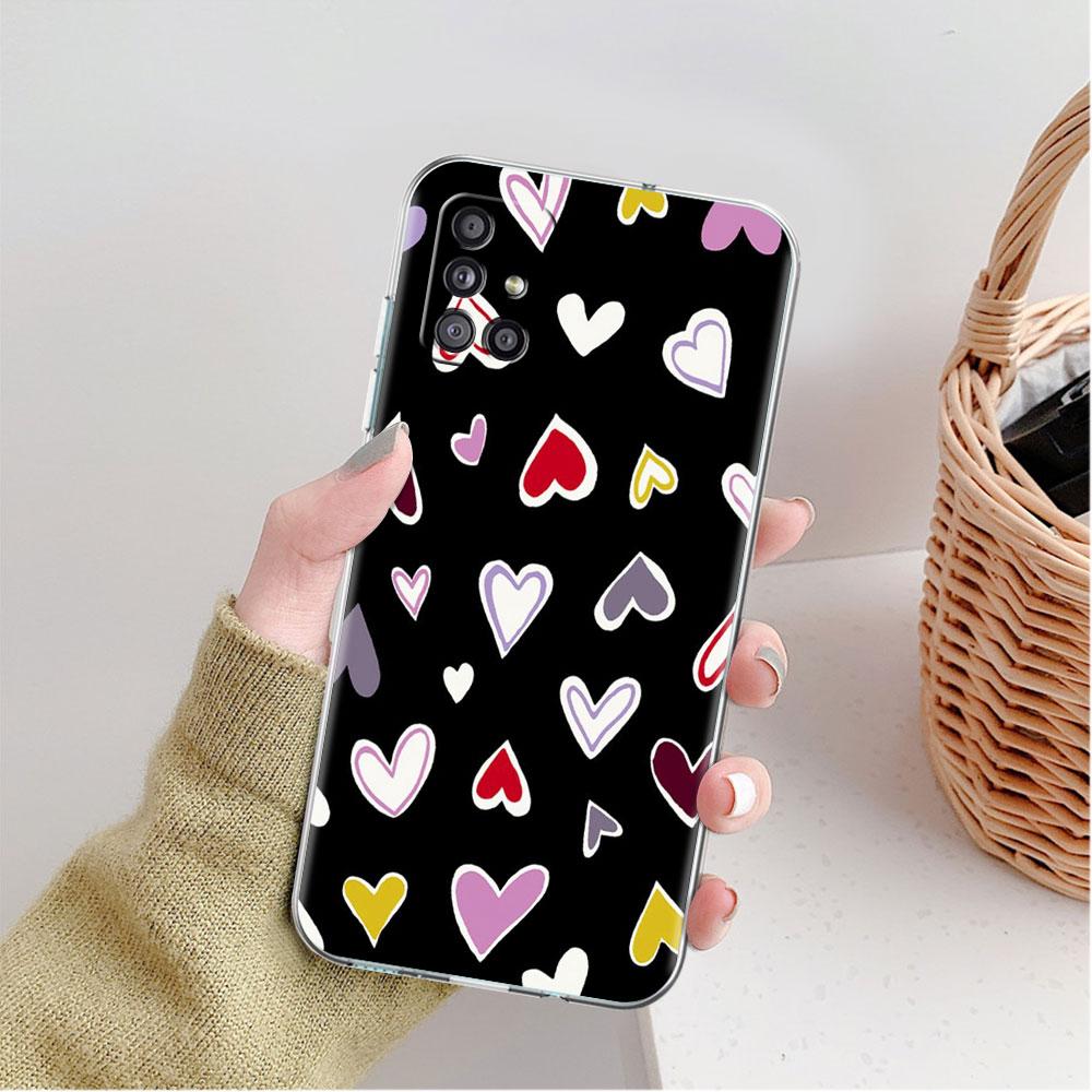Clear Case For Samsung Galaxy A52 A12 A51 A32 A21s A71 A32 A22 50 A70 A31 A72 5G Phone Cover Cute Love Heart