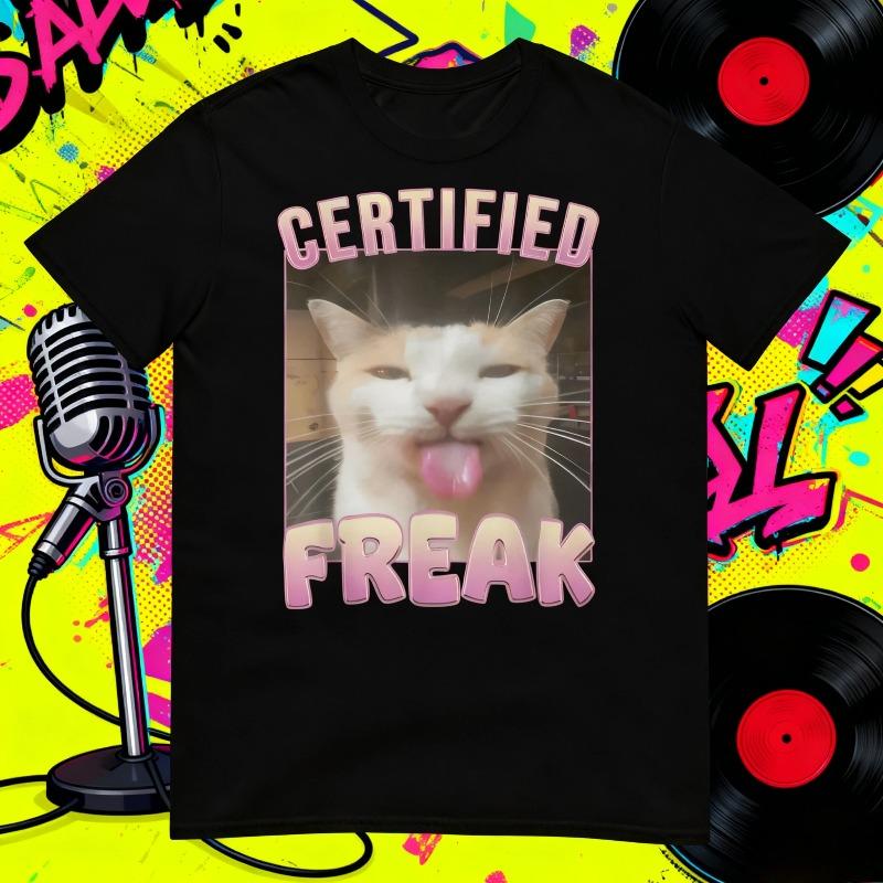 

Cotton Funny Cat T-shirt Fashionable Trend, Letter Print Short-sleeved Men s T-shirt S