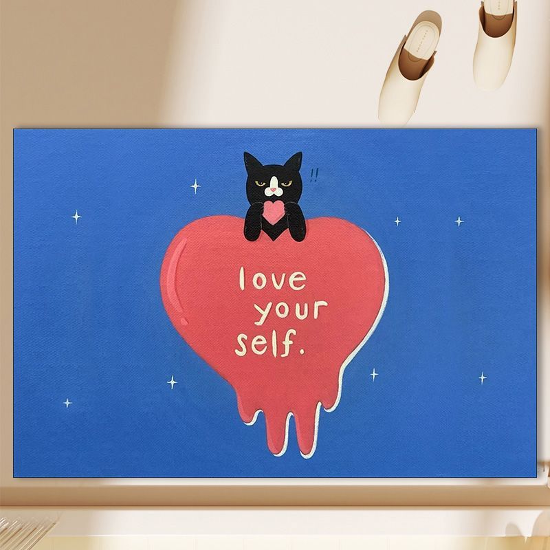 Cartoon Black Cat Diatom Anger Bathroom Floor Mat Bathroom Toilet Home Anti Slip Quick Drying Simple Toilet Floor Mat