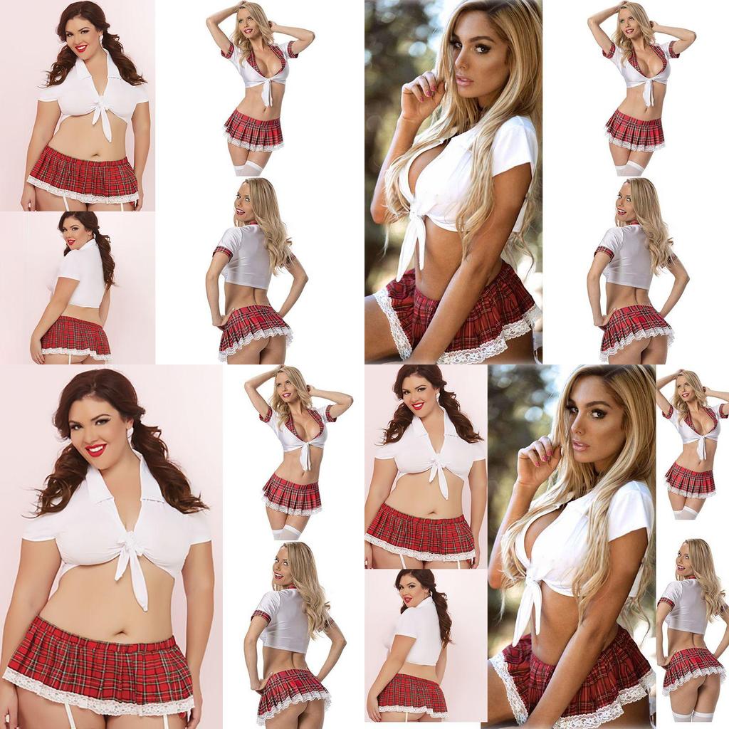 Women Lingerie Sexy Schoolgirl Student Uniform Cosplay Underwear Lace Dress