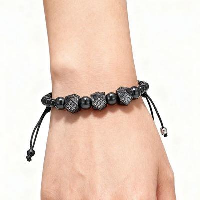 Bracciale Vintage in Rame con Zirconi Incastonati di Alta Gamma Senso del Design Esagonale Regolabile Intrecciato