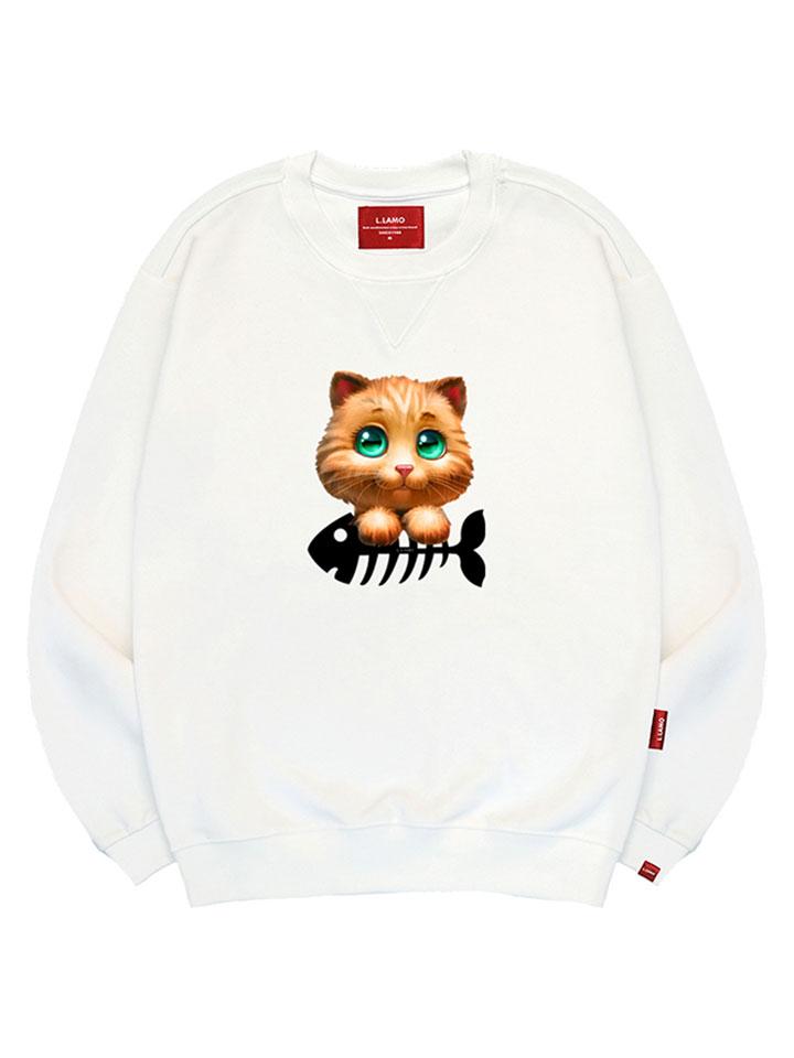Ellamo Yummy Cat Sweatshirt Unisex Big Sizes S~4Xl