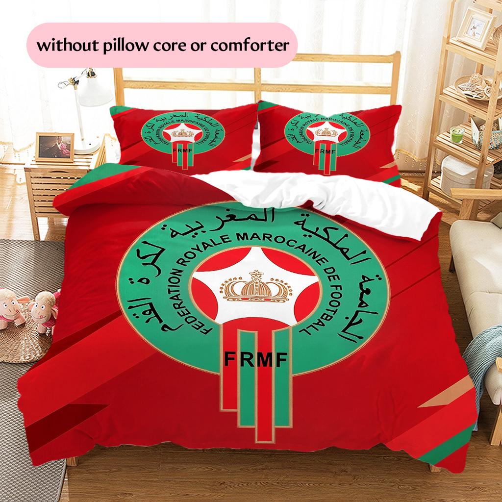 Marokański Wzór Piłkarski Pościel Kołdra Zestaw Dekoracja Domu Prezent (1 * poszwa na kołdrę + 2 * poszewki na poduszki bez rdzenia)