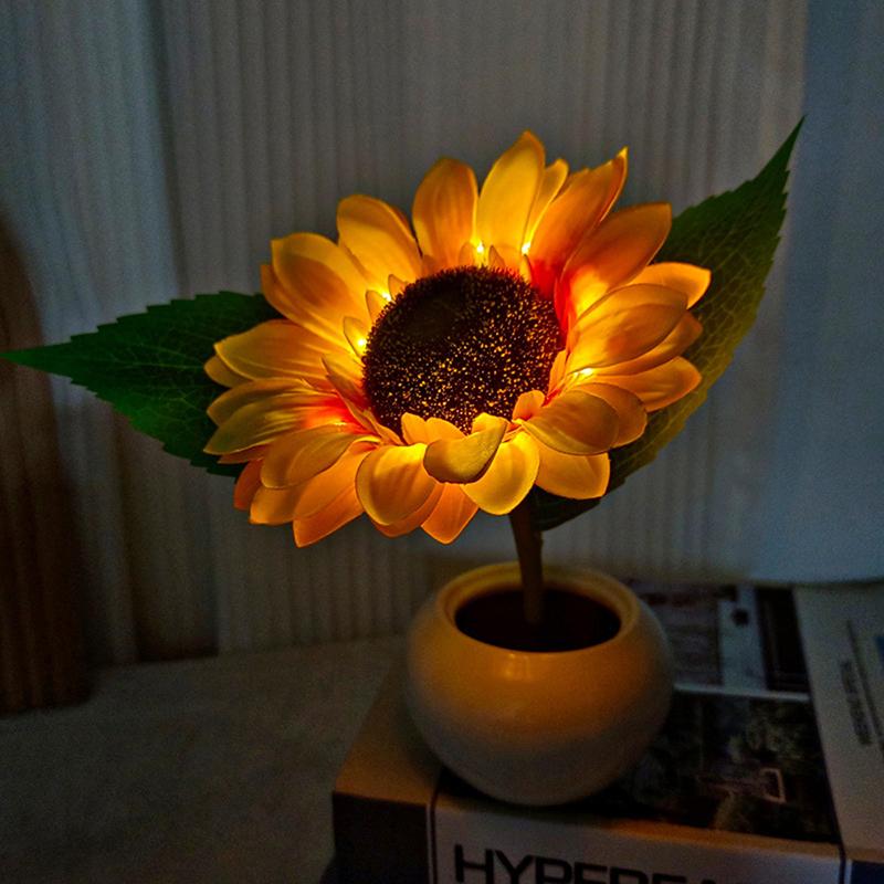 LED Sonnenblume Künstliches Nachtlicht Schlafzimmer Wohnheim Dekorative Tischlampe Simulationsblumen Licht