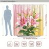1pc Pink Lilies Shower Curtain - Lively Bouquet with Yellow Gradient, 70.8x70.8", 12 Hooks, Modern Floral Bathroom Decor