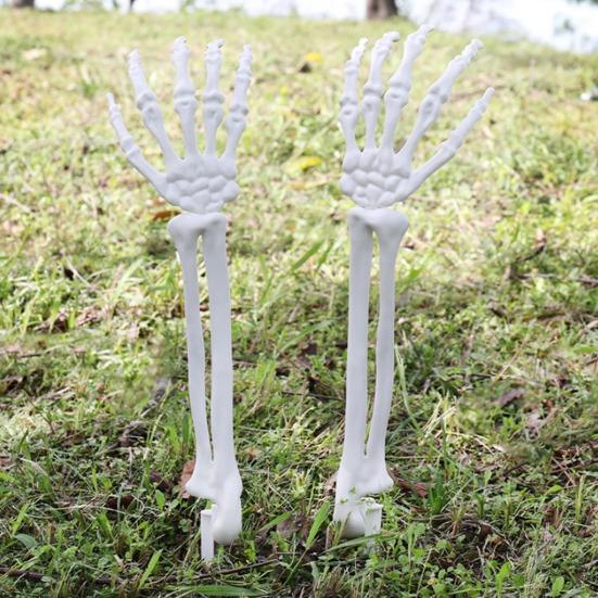 Halloweenská dekorace kostry s kolíkem Realistická kostra ruka paže s kolíkem do trávníku Venkovní lebka kost dvora cedule pro zahradu trávník hřbitovní dekorace