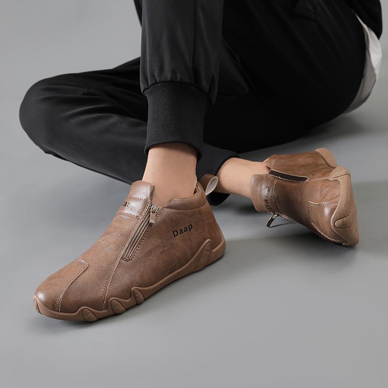 Shoes for Man Loafers Soft Soled Zipper Comfortable Casual Driving Shoes Breathable Leather Fashion Flat Shoes Zapatos De Charol