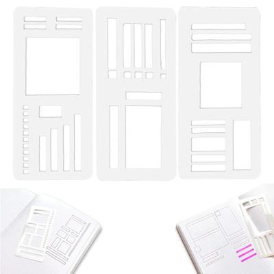 3 Stück Handgefertigtes Flexibles Schablonen-Set für Punktgitter-Journals, Reisefreundliche Planer-Vorlagen, Spiralen, Scheiben und Ringe Schablone für Notizbücher