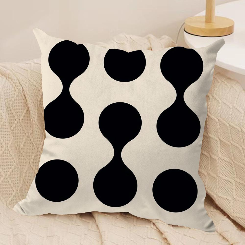 Reduced Geometry Cushion Cover Soft Plush Fabric Double-Sided Printed Sofa Cushion Cover for All Seasons Home Decor Gift