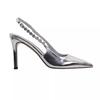 New pointed head shallow mouth rhinestone patent leather silver high heels women's fine heel versatile professional word with bag head sandals summer