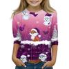 Christmas Children's 3/4 Sleeve Tops Casual  Printed Daily T Shirt Round Neck Pullover Blouse