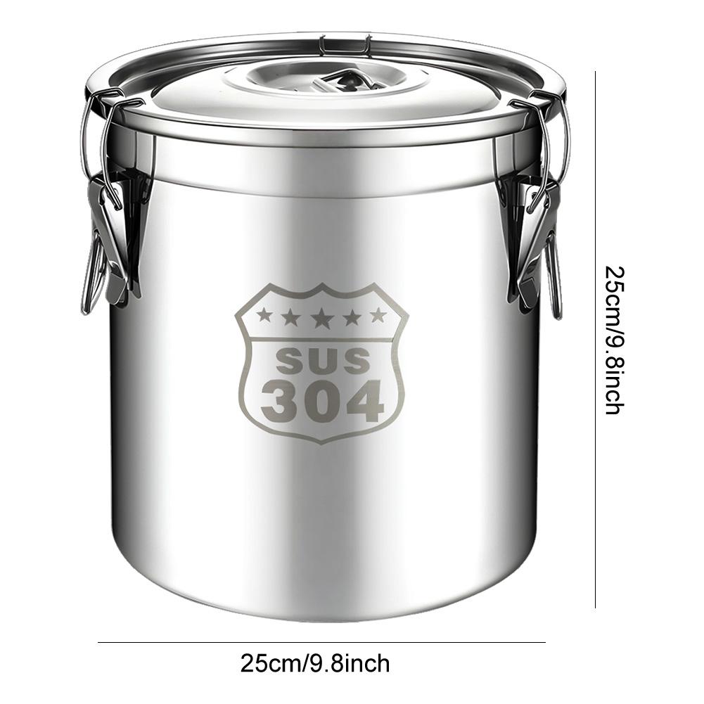 6/12/21/33L Food Airtight Canister 304 Stainless Steel Food Oil Sugar Milk Storage Bucket for Household Kitchen Bar Restaurants