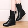 Fashion Round Toe Fleece-Lined Mid Calf Shoes Woman Fashion 2025 Footwear Comfortable and Elegant Boot Pu Y2k Half High Boots for Women