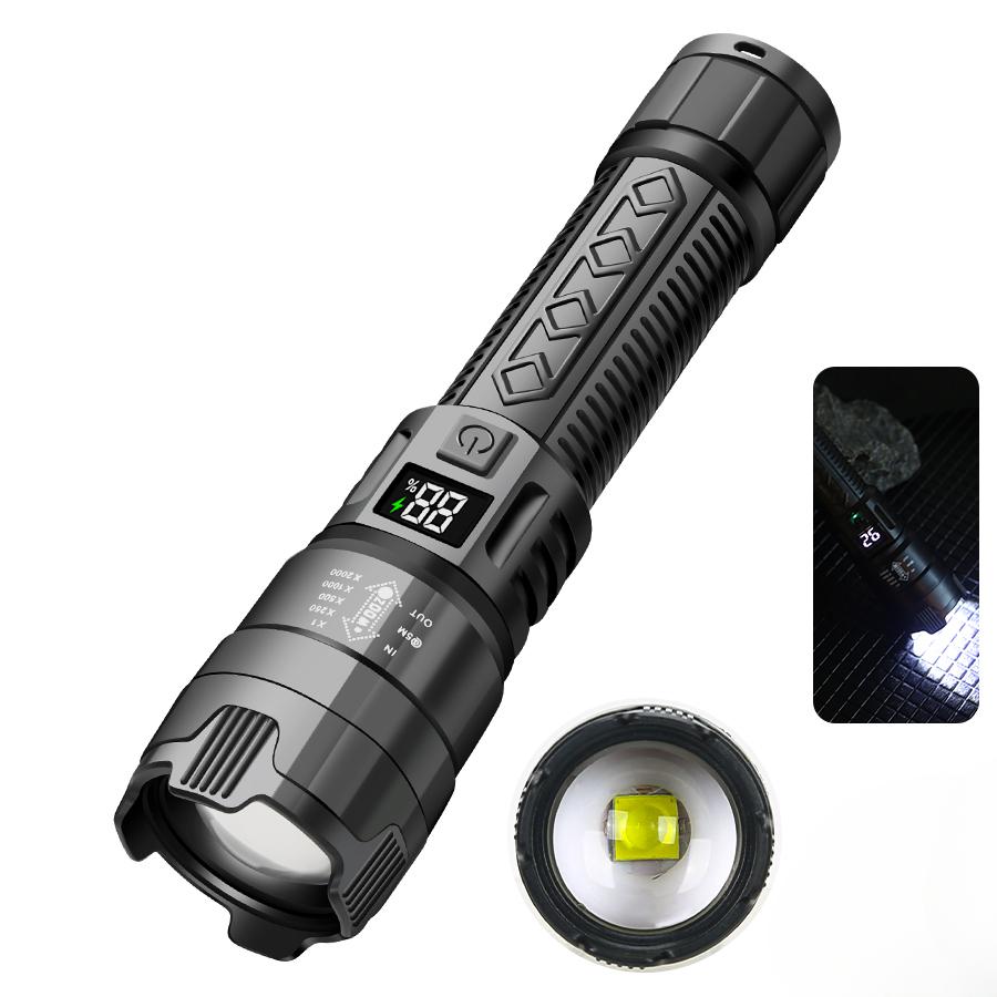 Super Bright LED+COB Flashlight USB Rechargeable 5 Modes 10000LM LED Flashlights Built-in Battery Powered Waterproof Torch