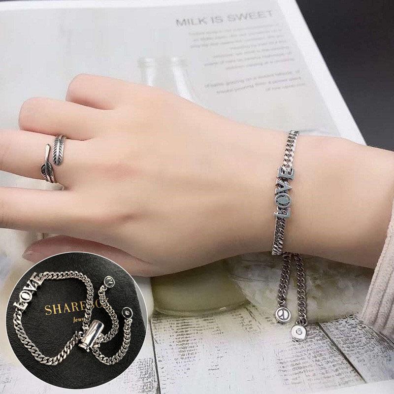 Korean Style S925 Sterling Silver Geometric Cutout Bracelet: Women's Retro Hong Kong Style Bangle