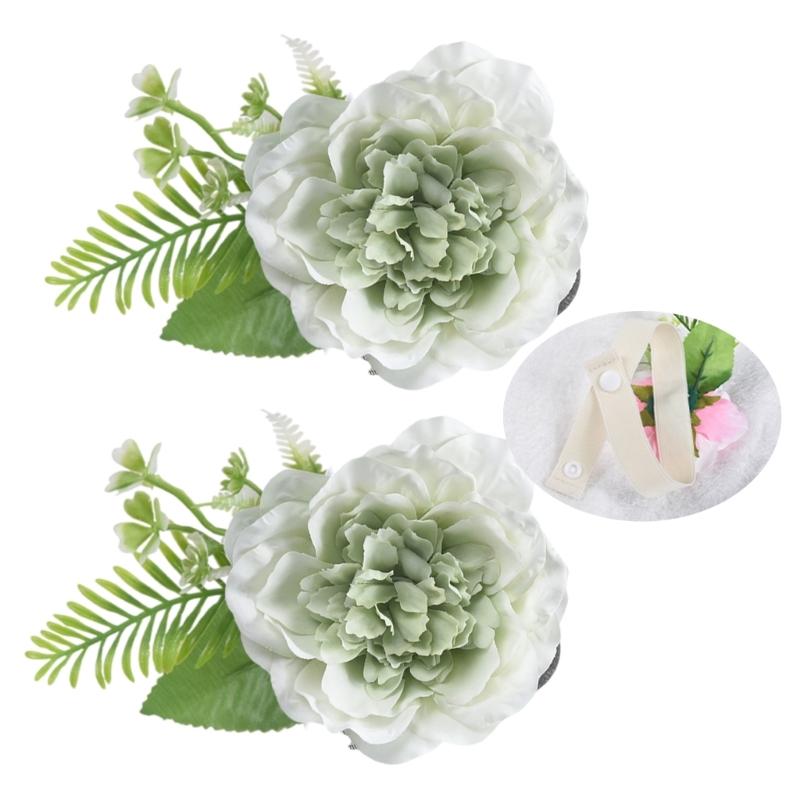 Contemporary Artificial Flower Curtain Fastening Clips Set of 2 Decorative Window Drapery Holders Tieback Straps Buckles
