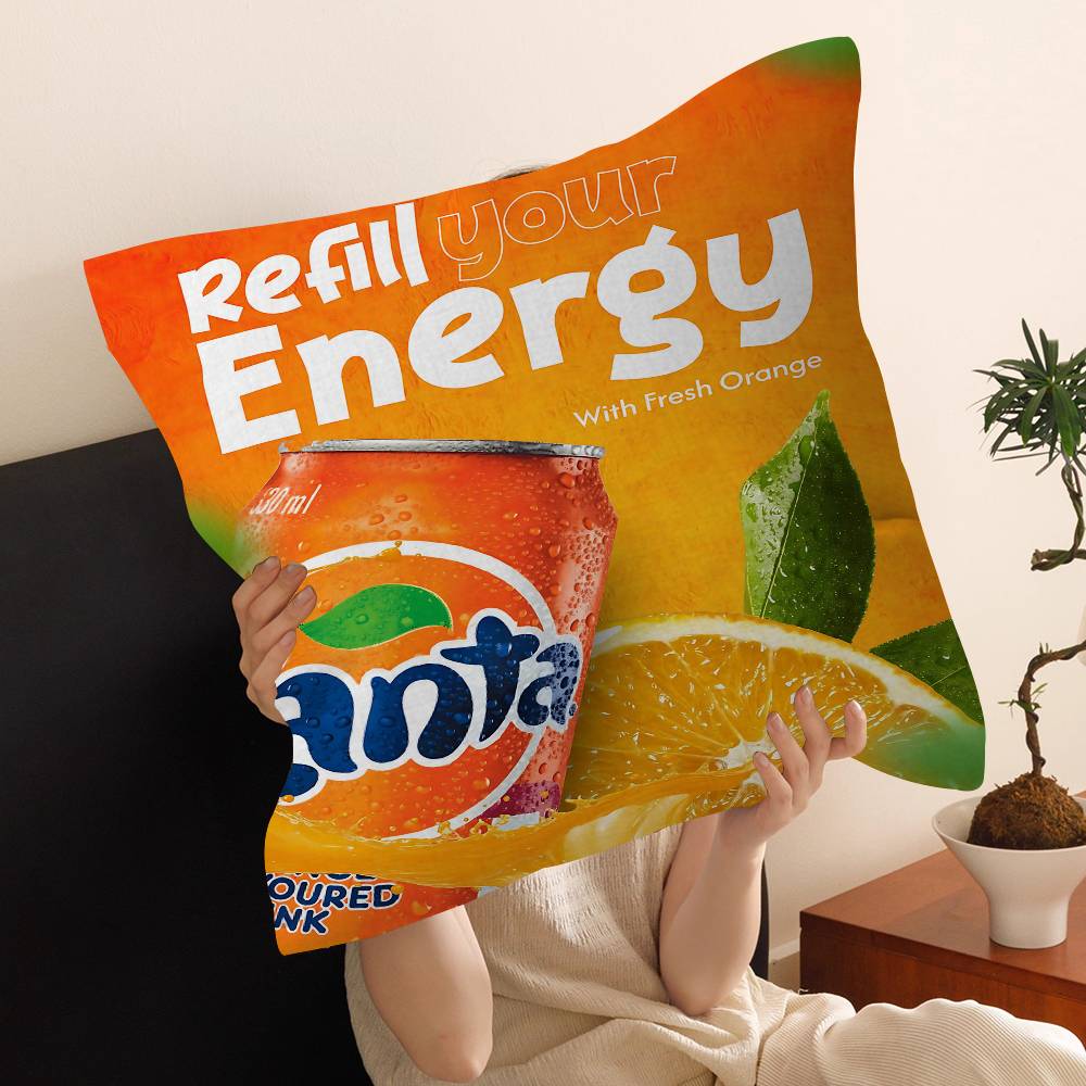 Funny F-Fanta Logo Pillow Covers Cartoon Sofa Decorative Home Double-sided Printing Short Plush Cute Cushion Cover