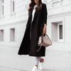 Women's Autumn and Winter Simple Long Sleeve V-Neck Tied Tweed Jacket