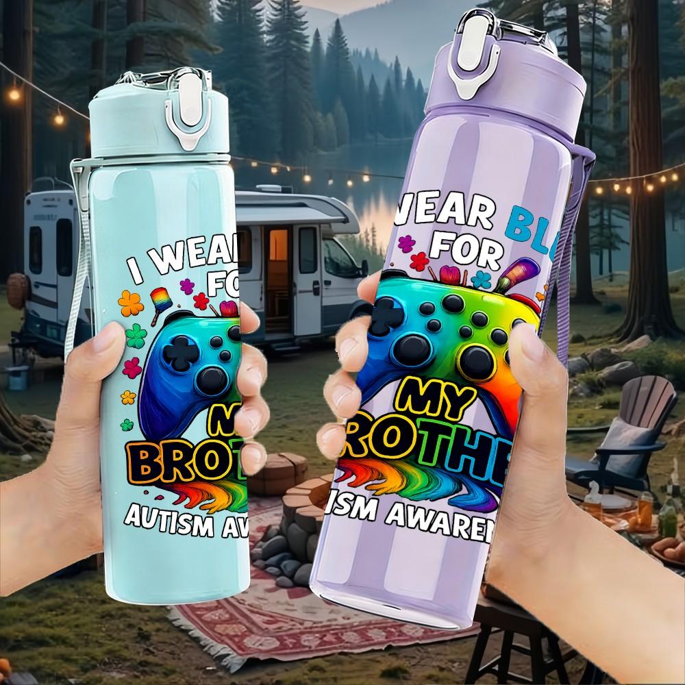 1PC Another Brother Game Controller 750ml Color Plastic Sports Water Bottle Leakproof Flip Straw Lid Suitable for Sports Office Home Use