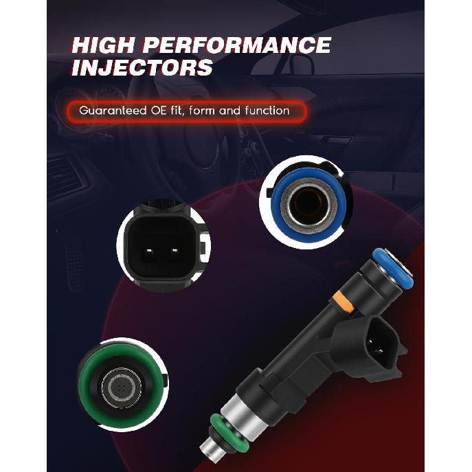 6pcs 0280158119 Injectors,ANGLEWIDE 4 Holes Fuel Injectors Sets fit for 2008-2010 for Dodge Grand Caravan,2007-2010 for Jeep Wrangler