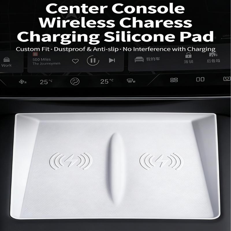 Washable Silicone Charging Pad Mat for Center Console Anti Slip Surfaces Easy to Clean Enhances Car Aesthetics Materials