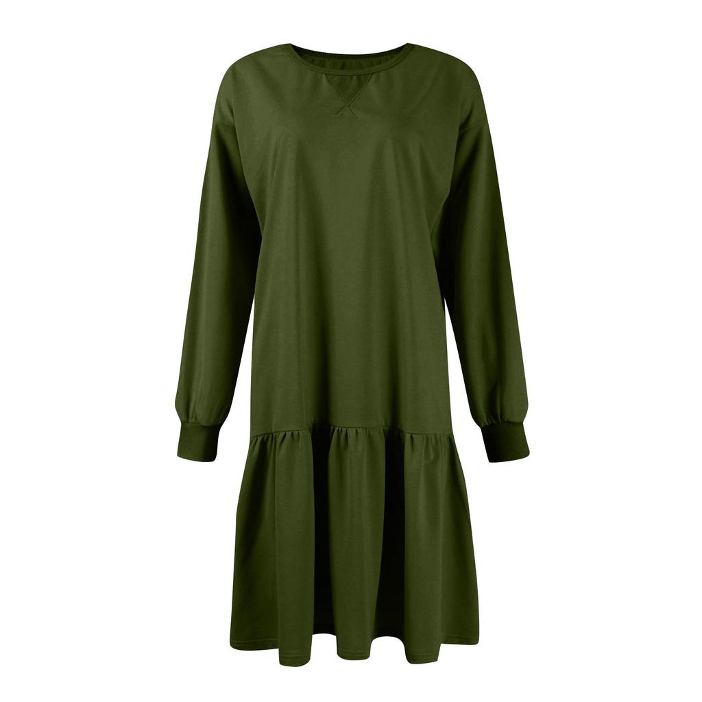 Women's  Long Sleeve Pullover Top Knit Ribbed Knit Patchwork Sweatshirt Dress Casual  Dresses