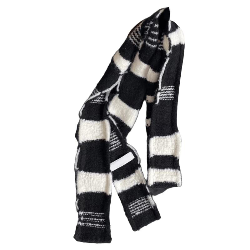 

Модный шарф с цветными блоками, мягкий акриловый платок, универсальные шарфы для повседневной носки чёрный