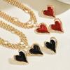 Chunky Chain Statement Necklace Gold Color Heart Pendant Necklace Earrings Jewelry Set  Casual Wear