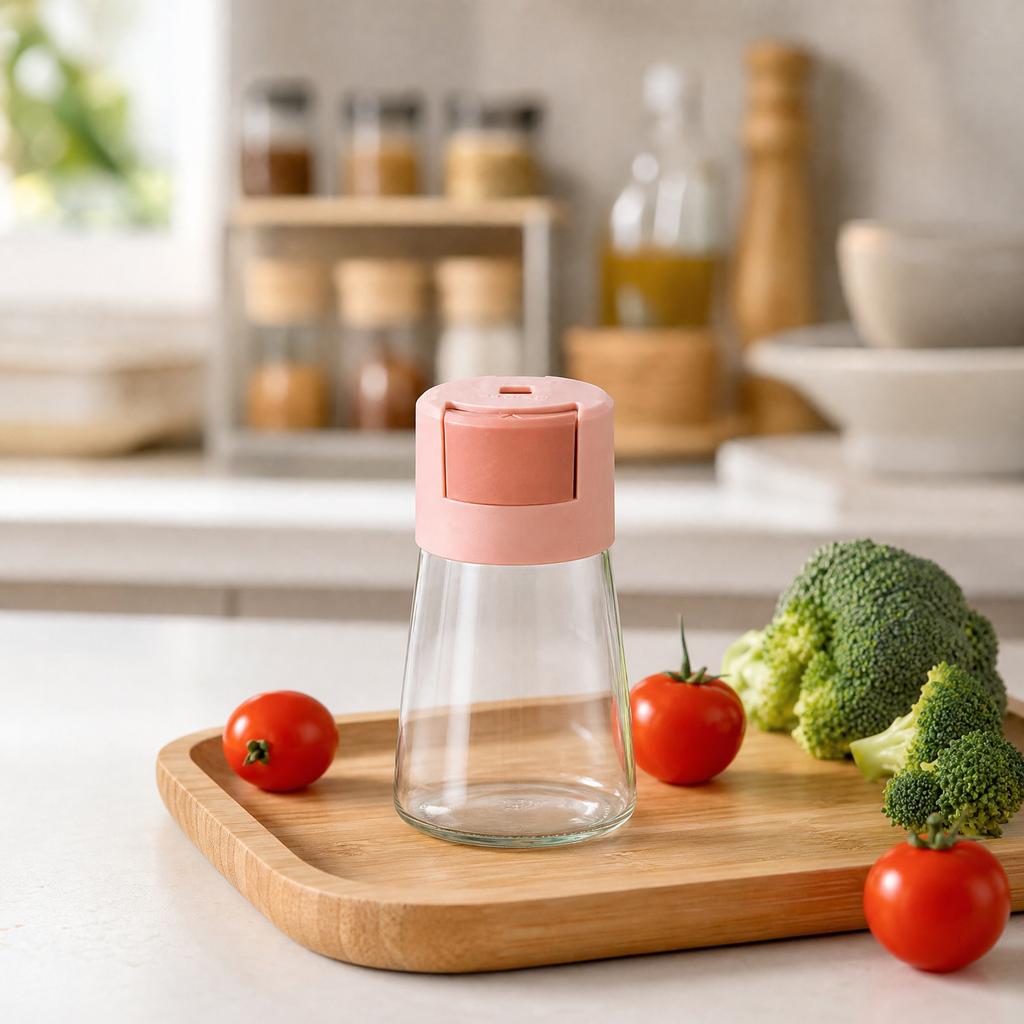 Press-Type Salt Control Bottle Kitchen Measuring Seasoning Jar Household Spice Container Airtight Moisture-Proof Storage Organizer